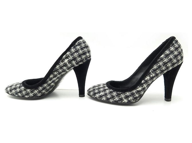 CHANEL SCHUHE PUMPEN 39 AUS GRAUEM TWEED-CANVAS + GRAUER SCHUHBOX - Ansicht 2