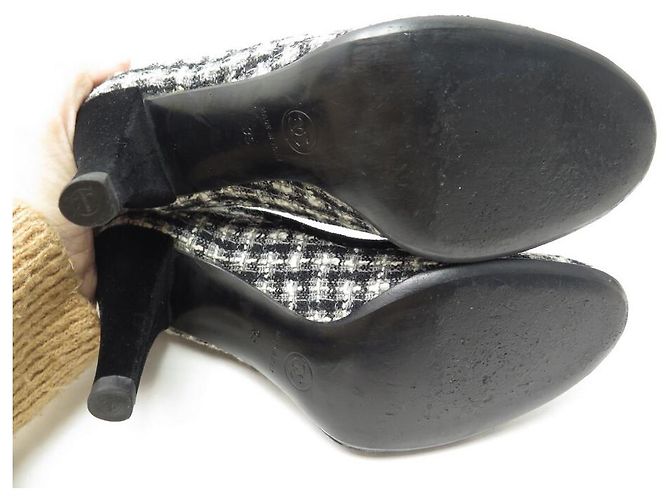 CHANEL SCHUHE PUMPEN 39 AUS GRAUEM TWEED-CANVAS + GRAUER SCHUHBOX - Ansicht 3