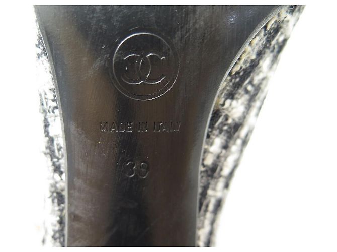CHANEL SCHUHE PUMPEN 39 AUS GRAUEM TWEED-CANVAS + GRAUER SCHUHBOX - Ansicht 4