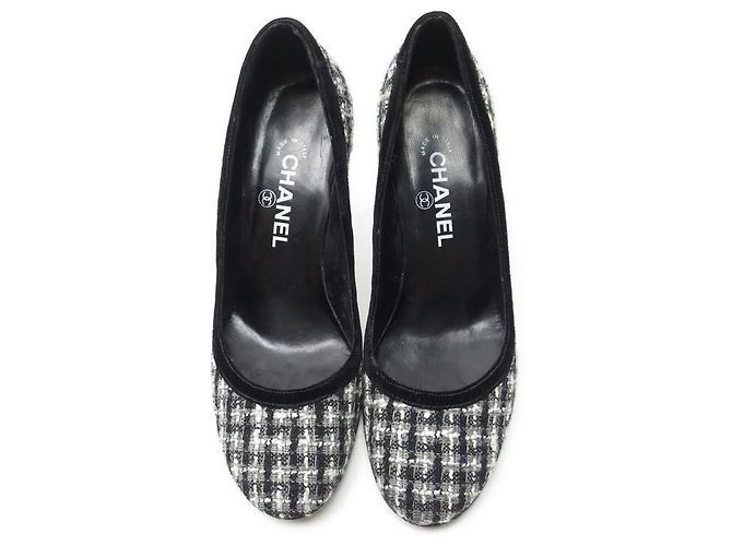 CHANEL SCHUHE PUMPEN 39 AUS GRAUEM TWEED-CANVAS + GRAUER SCHUHBOX - Ansicht 5