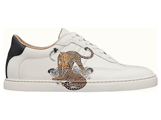 Sneakers Hermès Quicker in pelle bianca Bianco - vista 2