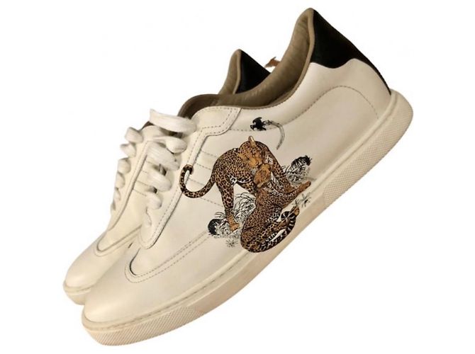 Sneakers Hermès Quicker in pelle bianca Bianco - vista 5