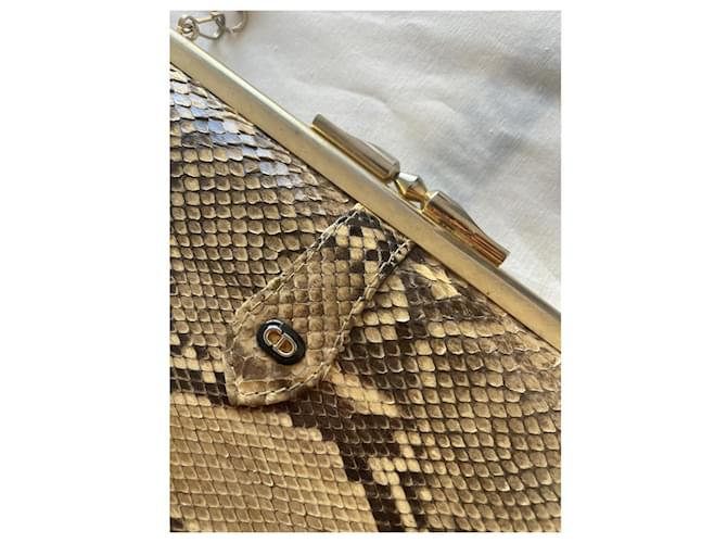 DIOR 70la pochette in pitone di Nero Marrone chiaro Gold hardware - vista 3