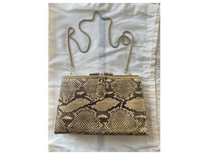 DIOR 70la pochette in pitone di Nero Marrone chiaro Gold hardware - vista 4