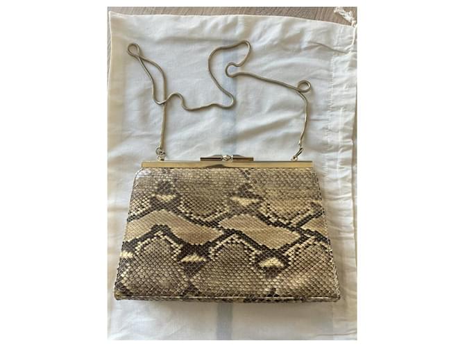 DIOR 70la pochette in pitone di Nero Marrone chiaro Gold hardware - vista 5