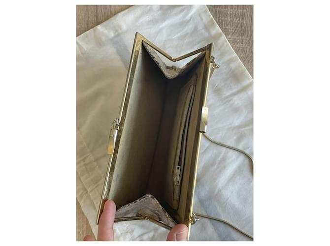 DIOR 70la pochette in pitone di Nero Marrone chiaro Gold hardware - vista 8