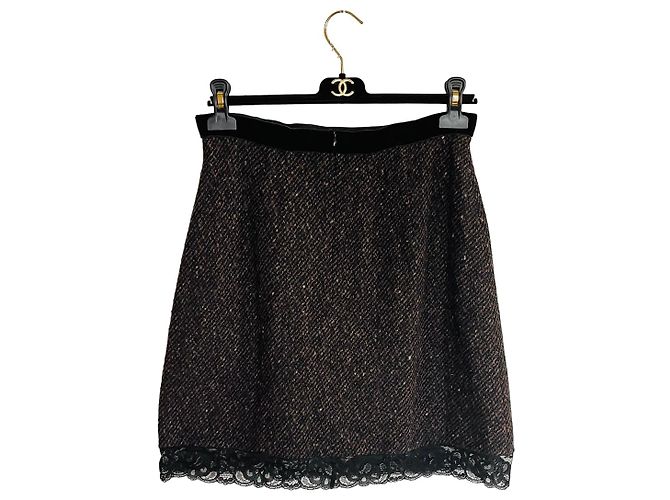 Completo gonna e giacca Dolce & Gabbana in lana nero e marrone Marrone chiaro Marrone scuro - vista 10