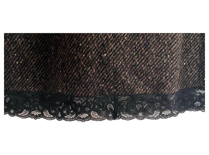 Completo gonna e giacca Dolce & Gabbana in lana nero e marrone Marrone chiaro Marrone scuro - vista 11