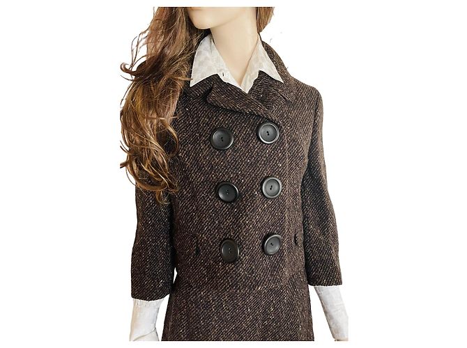 Completo gonna e giacca Dolce & Gabbana in lana nero e marrone Marrone chiaro Marrone scuro - vista 2