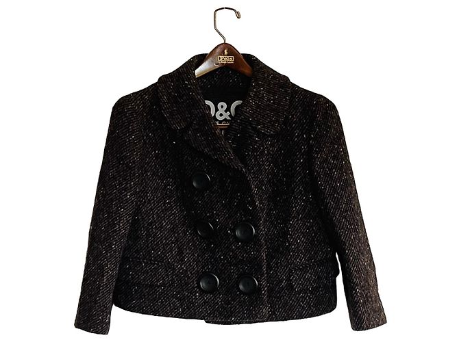 Completo gonna e giacca Dolce & Gabbana in lana nero e marrone Marrone chiaro Marrone scuro - vista 7