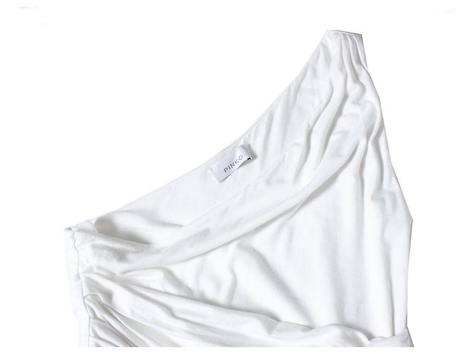 Pinko, drapiertes Kleid mit einer Schulter Weiß - Ansicht 7
