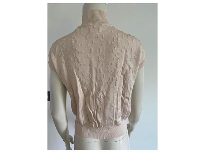 Cambon Weste / Chanel ärmelloser Cardigan Pink Beige - Ansicht 2