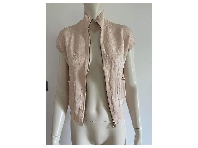Cambon Weste / Chanel ärmelloser Cardigan Pink Beige - Ansicht 3