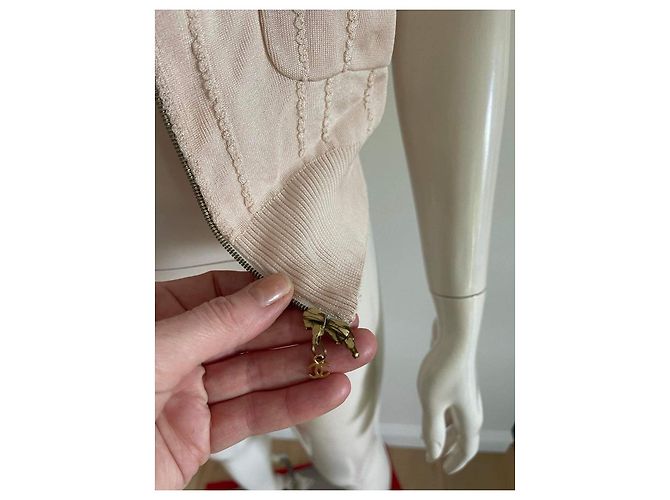 Cambon Weste / Chanel ärmelloser Cardigan Pink Beige - Ansicht 8