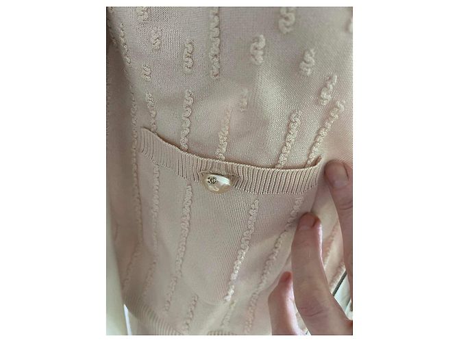 Cambon Weste / Chanel ärmelloser Cardigan Pink Beige - Ansicht 9