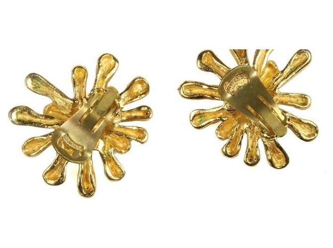 Orecchini a clip vintage con anemone Christian Lacroix D'oro - vista 3