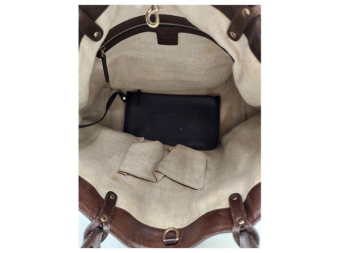 Gucci Leinen-Einkaufstasche mit Beutel - Ansicht 15