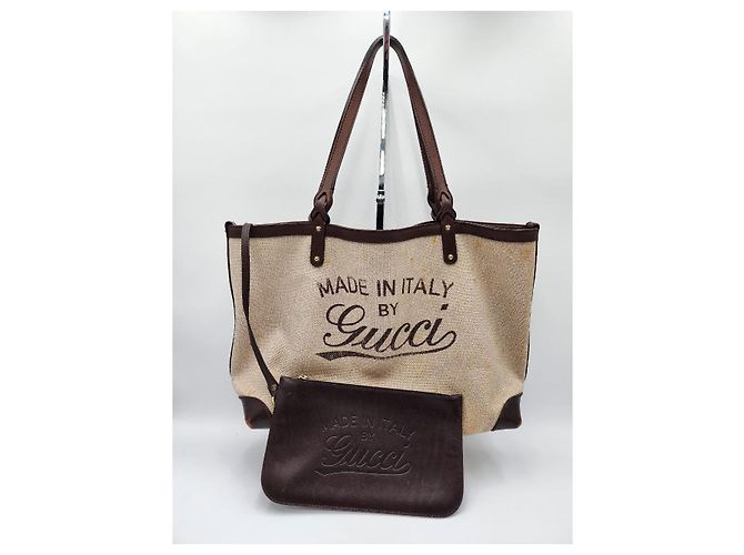 Gucci Leinen-Einkaufstasche mit Beutel - Ansicht 4