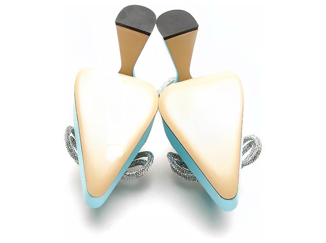 Décolleté con plateau in raso Bow cristalli turchese Mach & Mach - vista 4