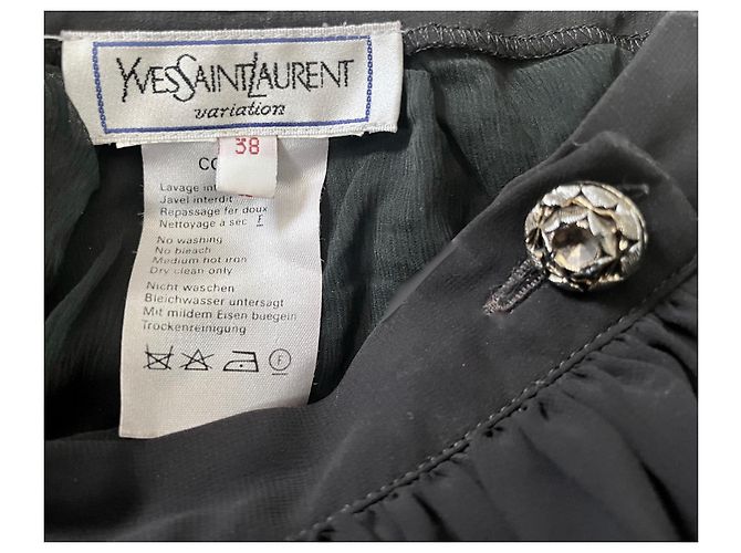 Falda Yves Saint Laurent de seda negra Talla 38 Negro - vista 2