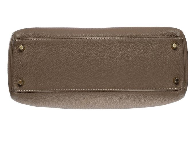 Hermès Borsa Hermes Kelly 32 in Pelle Etoupe - 101479 Taupe - vista 12