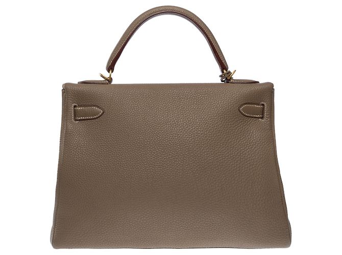 Hermès Borsa Hermes Kelly 32 in Pelle Etoupe - 101479 Taupe - vista 4