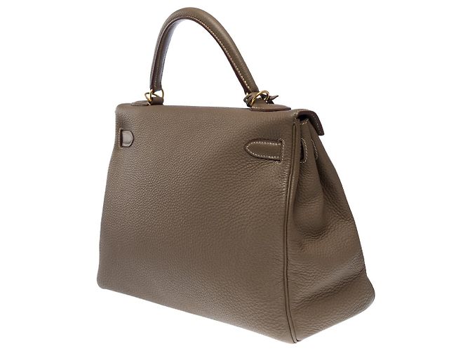 Hermès Borsa Hermes Kelly 32 in Pelle Etoupe - 101479 Taupe - vista 6