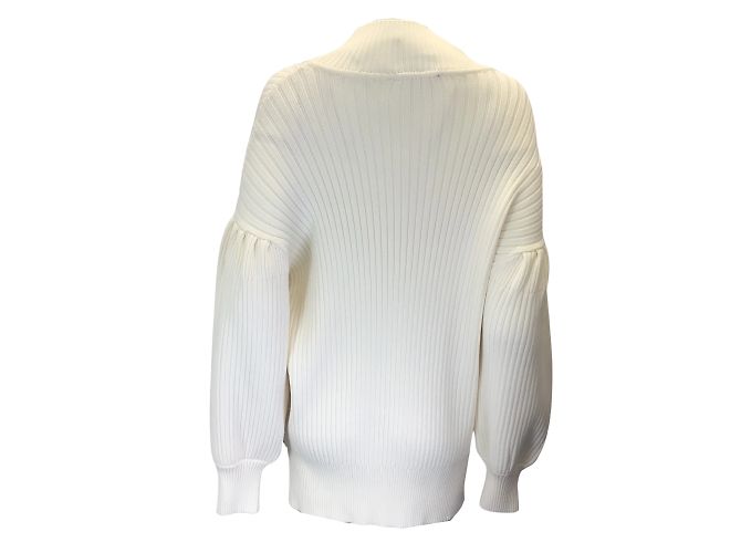 Simone Rocha Elfenbeinfarbener, mit Perlen und Strasssteinen verzierter langärmliger Rippstrickpullover - Ansicht 3