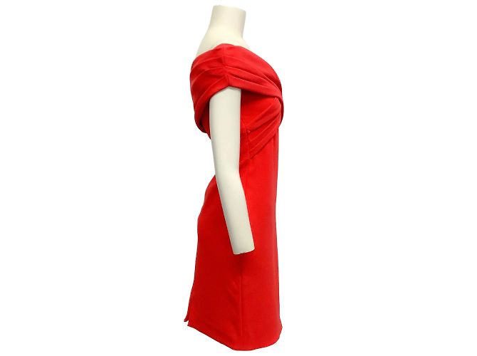 Haney Rotes schulterfreies Kleid - Ansicht 2