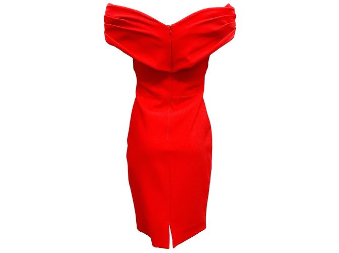Haney Rotes schulterfreies Kleid - Ansicht 3