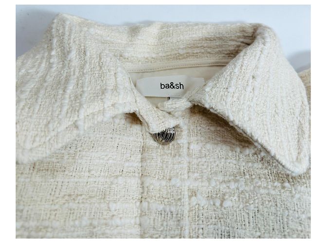 Ba&Sh Giacca Camicia in Tweed Bianca Bianco - vista 6