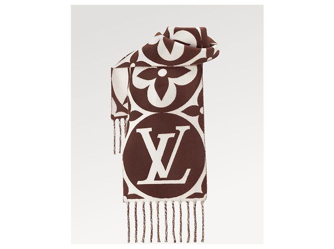 Sciarpa Louis Vuitton Medallion in lana marrone - vista 2