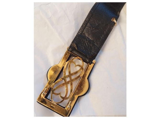 Chanel Vintage Gürtel aus schwarzem Leder - Ansicht 8