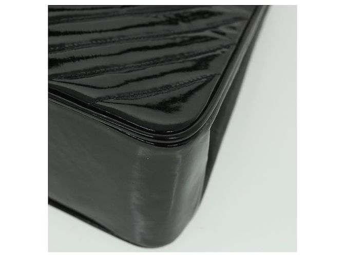 CHANEL V Stitch Turn Lock Umhängetasche Lackleder Schwarz CC Auth 54998 - Ansicht 14