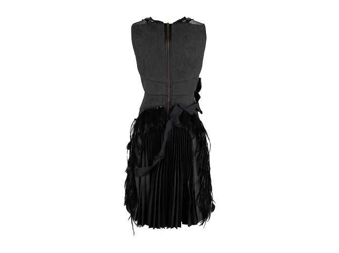 Autre Marque 6267 Vestido compacto de lana con pluma Gris - vista 2