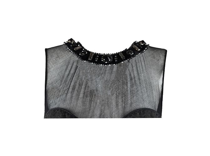 Autre Marque 6267 Vestido compacto de lana con pluma Gris - vista 3