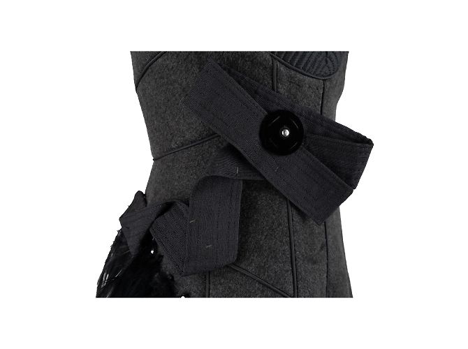 Autre Marque 6267 Vestido compacto de lana con pluma Gris - vista 4