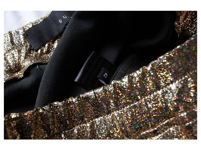 Autre Marque Suíte 22, calça de couro dourado craquelado - vista 2
