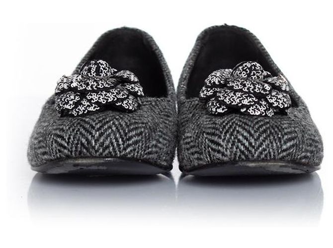 Chanel, Ballerine Camellia a spina di pesce grigia Grigio - vista 3