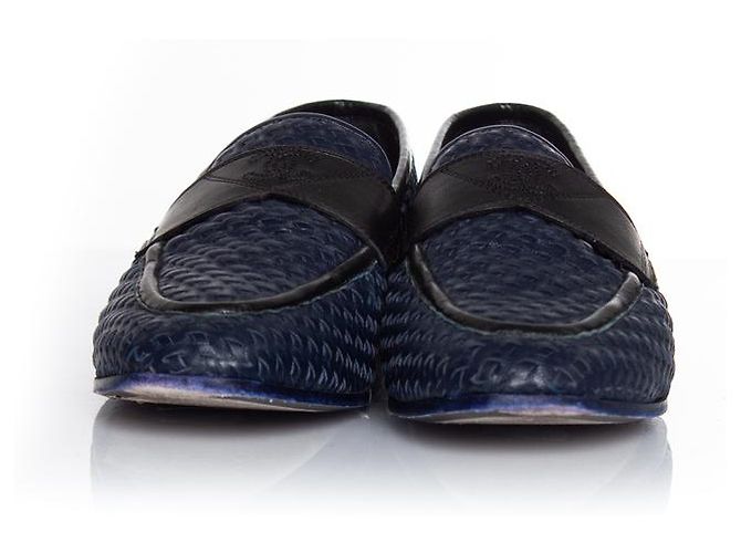 Chanel, Mokassin-Loafer aus gewebtem Leder Blau - Ansicht 3