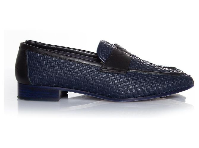 Chanel, Mokassin-Loafer aus gewebtem Leder Blau - Ansicht 4