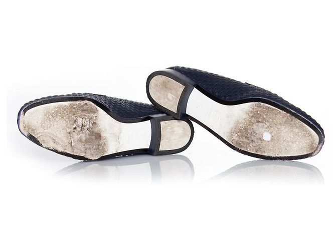 Chanel, Mokassin-Loafer aus gewebtem Leder Blau - Ansicht 7