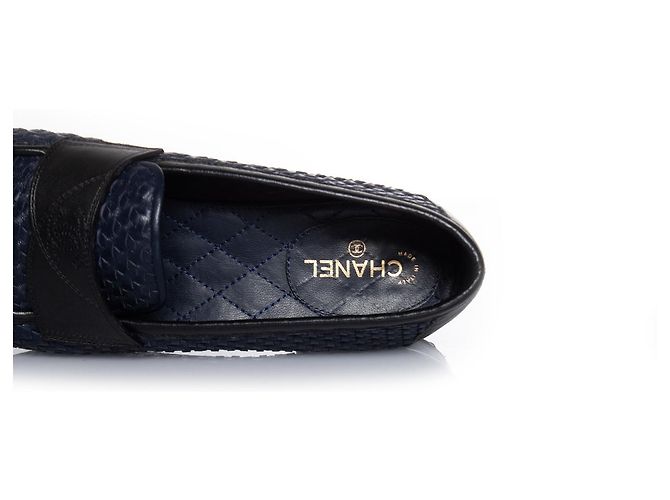 Chanel, Mokassin-Loafer aus gewebtem Leder Blau - Ansicht 9