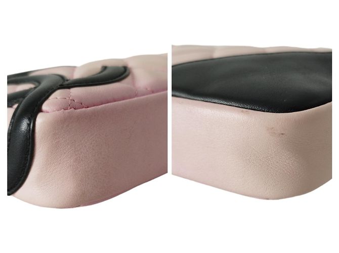 Pochette Chanel Cambon in pelle rosa e nera - vista 4