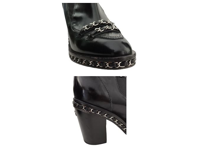 Par de botas Chanel Obsession del desfile de moda de otoño/Invierno 2013-2014 Negro - vista 11