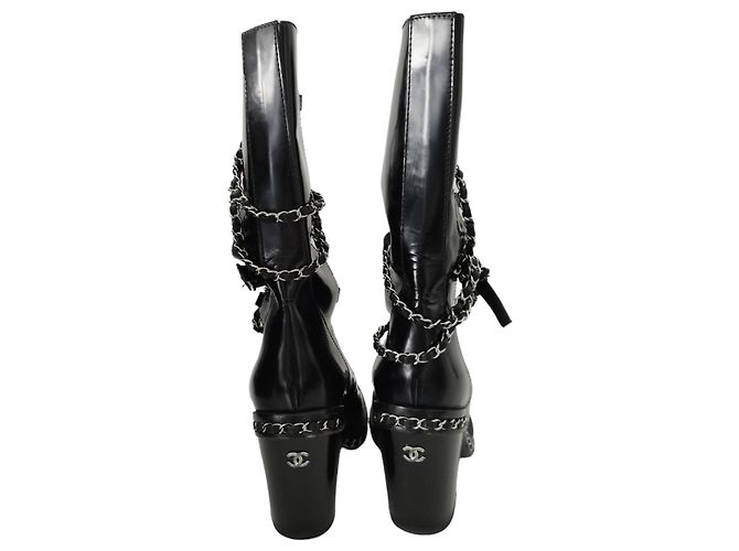 Par de botas Chanel Obsession del desfile de moda de otoño/Invierno 2013-2014 Negro - vista 5