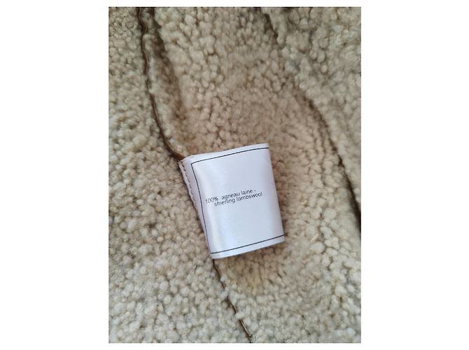 Giacca Chanel in agnello scamosciato marrone e lana beige Cammello - vista 10