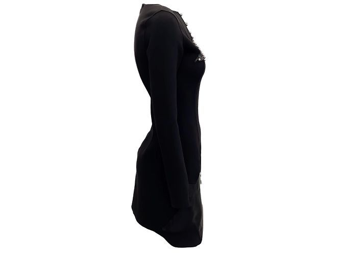 Anthony Vaccarello Vestido ajustado negro con estrellas de cuero - vista 2