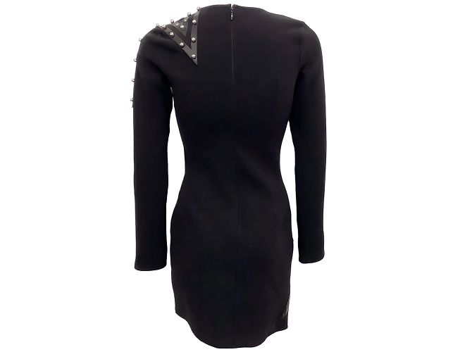 Anthony Vaccarello Vestido ajustado negro con estrellas de cuero - vista 3