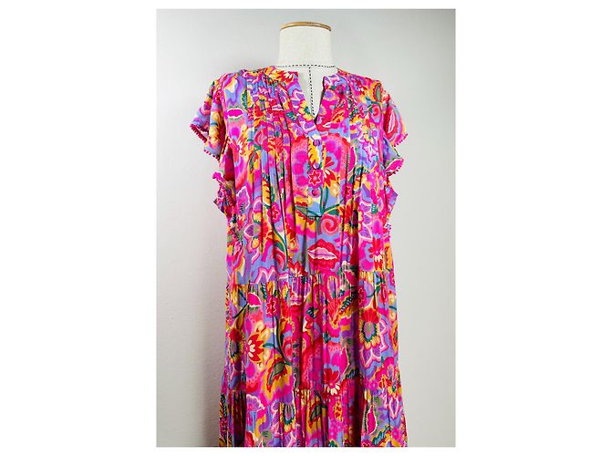 Hale Bob Rosa Zuzanna Langer Viscose Kleid XL - Ansicht 2